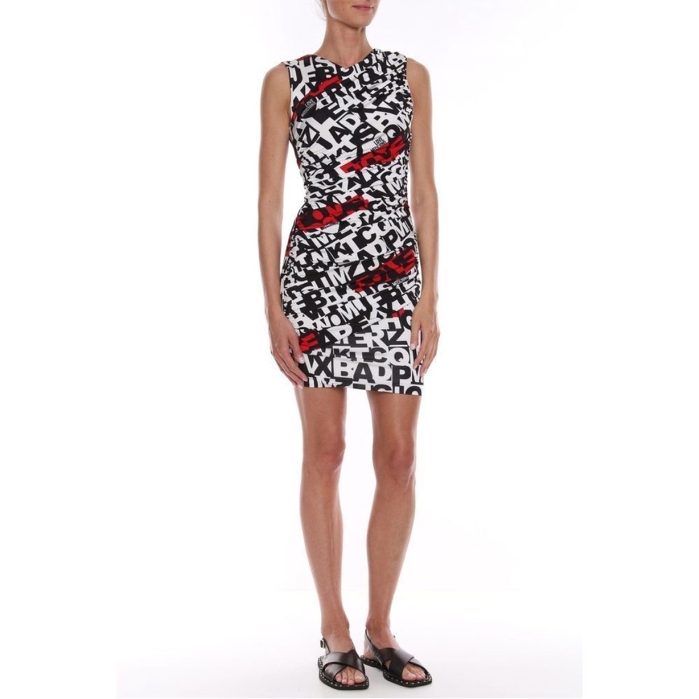 NEW Love Moschino fitted viscose red white black dress size 4